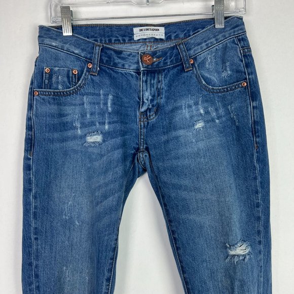 One Teaspoon Freebird Jeans Low Waist Rigid Skinny Leg Size 25 US Size 2 T2341 - Picture 2 of 15